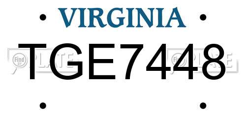 TGE7448 Virginia License Plate