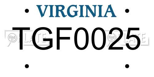 TGF0025 Virginia License Plate