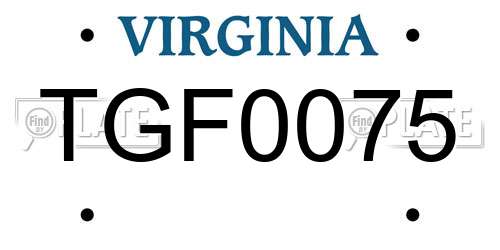 TGF0075 Virginia License Plate