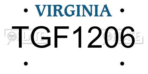 TGF1206 Virginia License Plate