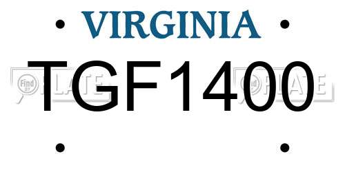 TGF1400 Virginia License Plate