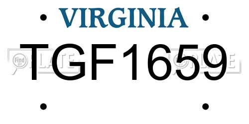TGF1659 Virginia License Plate