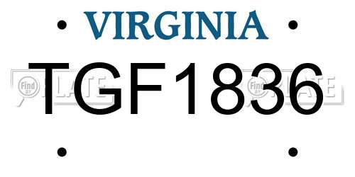 TGF1836 Virginia License Plate