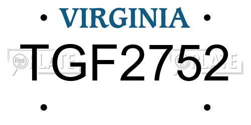 TGF2752 Virginia License Plate
