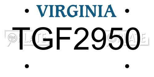 TGF2950 Virginia License Plate