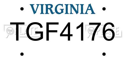 TGF4176 Virginia License Plate