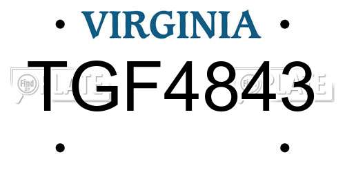 TGF4843 Virginia License Plate