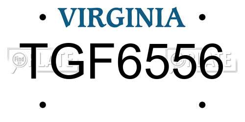 TGF6556 Virginia License Plate