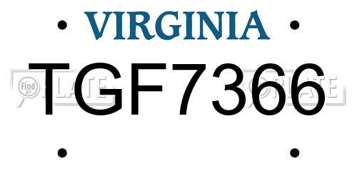TGF7366 Virginia License Plate