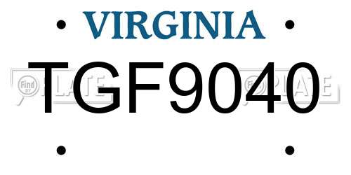 TGF9040 Virginia License Plate