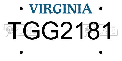 TGG2181 Virginia License Plate