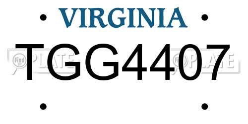 TGG4407 Virginia License Plate