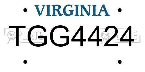 TGG4424 Virginia License Plate