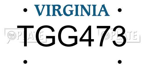 TGG473 Virginia License Plate