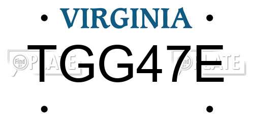 TGG47E Virginia License Plate