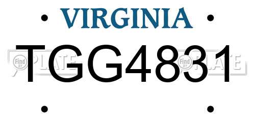 TGG4831 Virginia License Plate