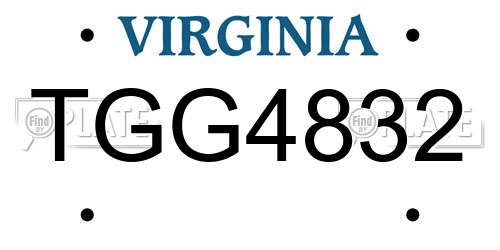 TGG4832 Virginia License Plate