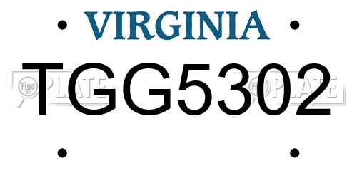 TGG5302 Virginia License Plate