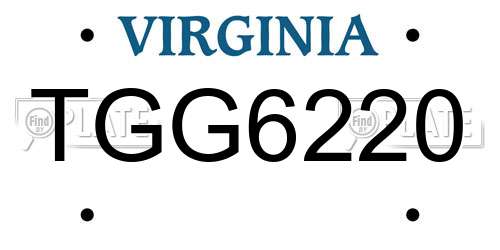 TGG6220 Virginia License Plate