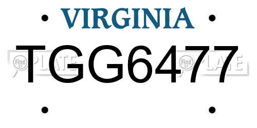 TGG6477 Virginia License Plate