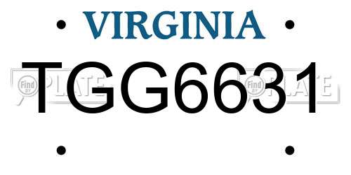 TGG6631 Virginia License Plate