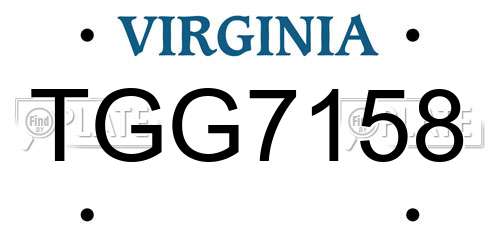 TGG7158 Virginia License Plate