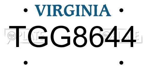 TGG8644 Virginia License Plate
