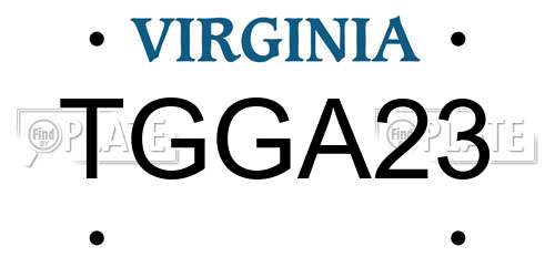 TGGA23 Virginia License Plate