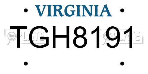 TGH8191 Virginia License Plate