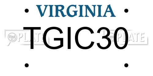TGIC30 Virginia License Plate