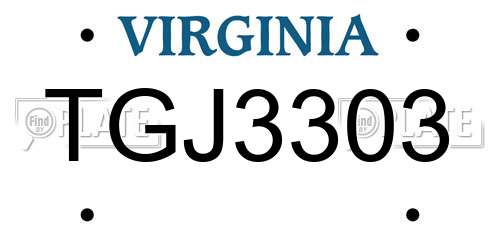 TGJ3303 Virginia License Plate