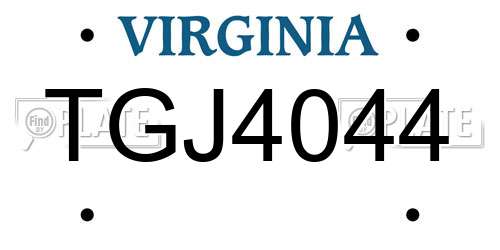 TGJ4044 Virginia License Plate