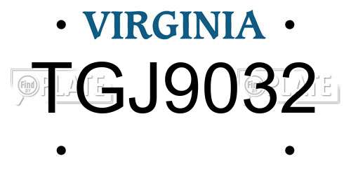 TGJ9032 Virginia License Plate