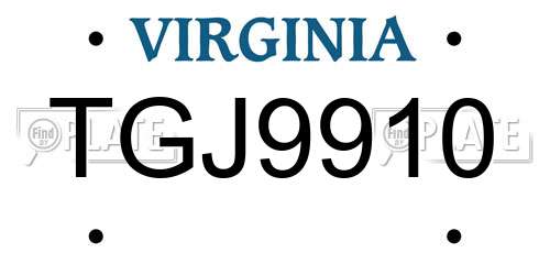 TGJ9910 Virginia License Plate