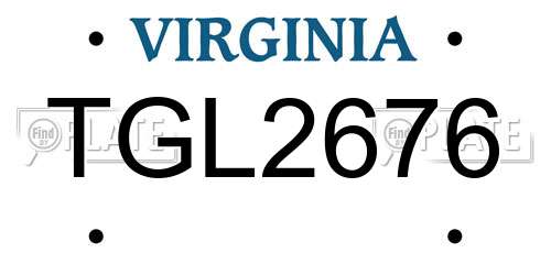 TGL2676 Virginia License Plate