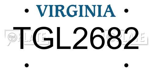 TGL2682 Virginia License Plate