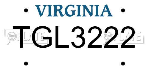 TGL3222 Virginia License Plate