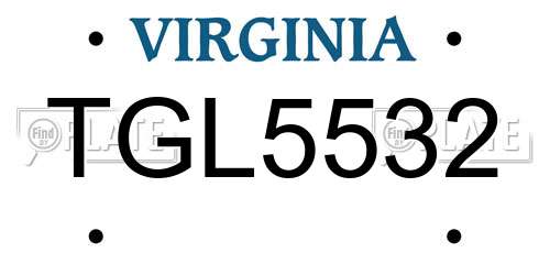 TGL5532 Virginia License Plate