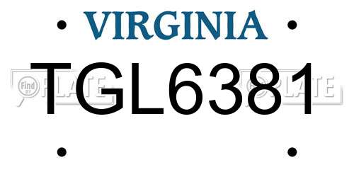 TGL6381 Virginia License Plate