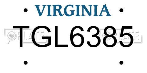 TGL6385 Virginia License Plate