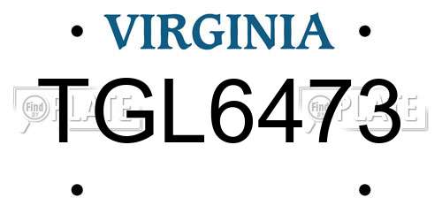 TGL6473 Virginia License Plate