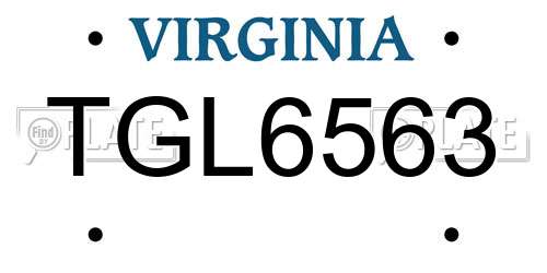 TGL6563 Virginia License Plate