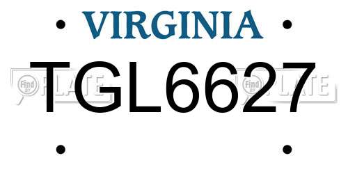 TGL6627 Virginia License Plate