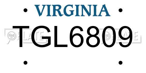 TGL6809 Virginia License Plate
