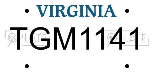 TGM1141 Virginia License Plate