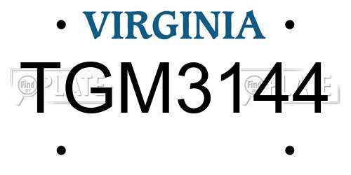 TGM3144 Virginia License Plate