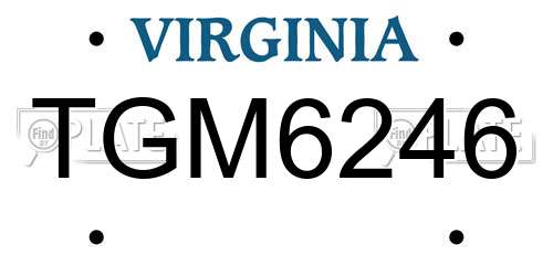 TGM6246 Virginia License Plate