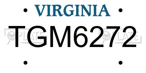 TGM6272 Virginia License Plate