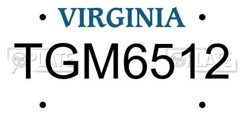 TGM6512 Virginia License Plate