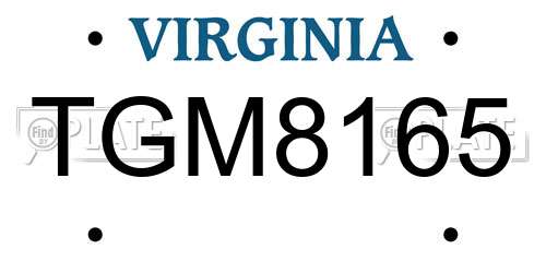 TGM8165 Virginia License Plate